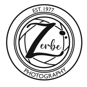 zerbe photography circle logo, wedding photography, senior portraits